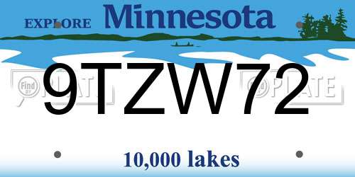 9TZW72 Minnesota License Plate