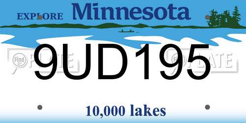 9UD195 Minnesota License Plate