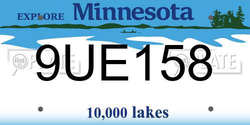 9UE158 Minnesota License Plate