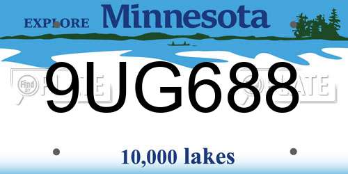 9UG688 Minnesota License Plate