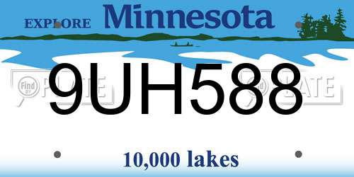 9UH588 Minnesota License Plate
