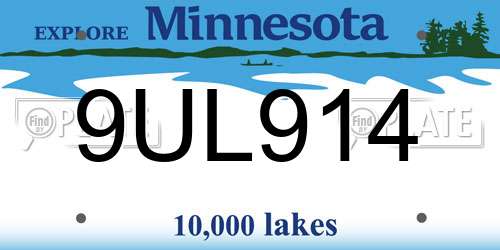 9UL914 Minnesota License Plate