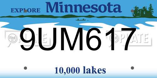 9UM617 Minnesota License Plate