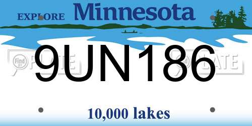 9UN186 Minnesota License Plate