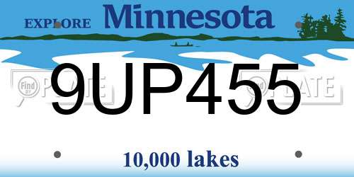 9UP455 Minnesota License Plate
