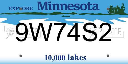 9W74S2 Minnesota License Plate