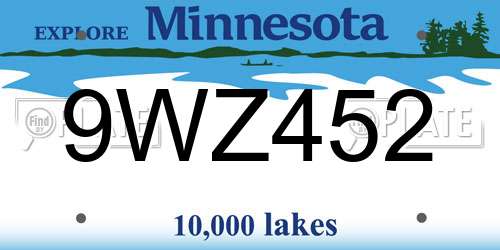 9WZ452 Minnesota License Plate