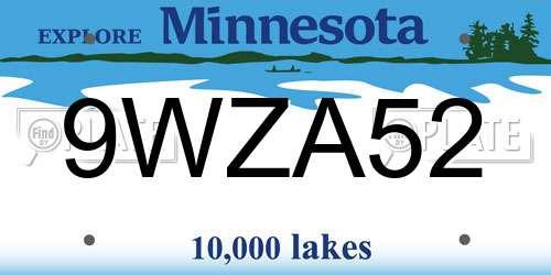 9WZA52 Minnesota License Plate