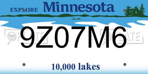 9Z07M6 Minnesota License Plate