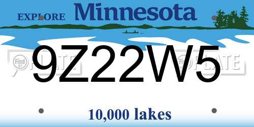 9Z22W5 Minnesota License Plate