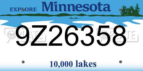 9Z26358 Minnesota License Plate
