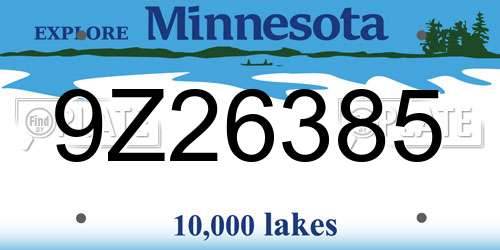 9Z26385 Minnesota License Plate