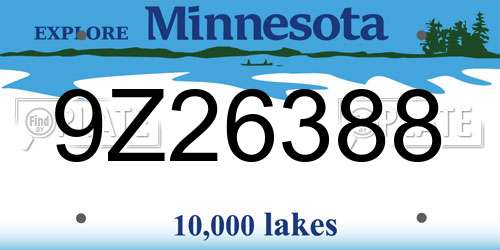 9Z26388 Minnesota License Plate
