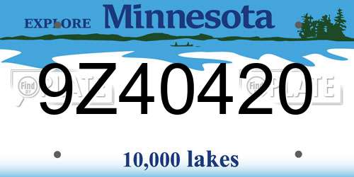 9Z40420 Minnesota License Plate