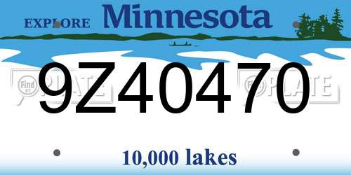 9Z40470 Minnesota License Plate