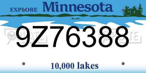 9Z76388 Minnesota License Plate