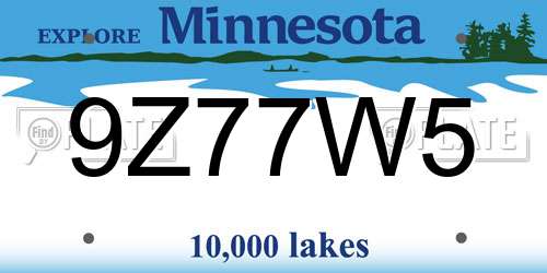 9Z77W5 Minnesota License Plate