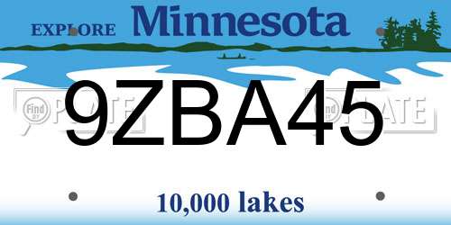 9ZBA45 Minnesota License Plate