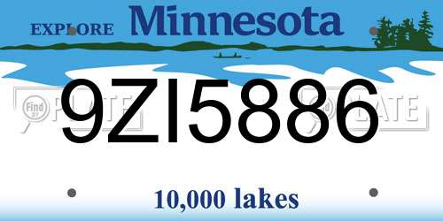 9ZI5886 Minnesota License Plate