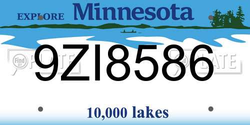 9ZI8586 Minnesota License Plate