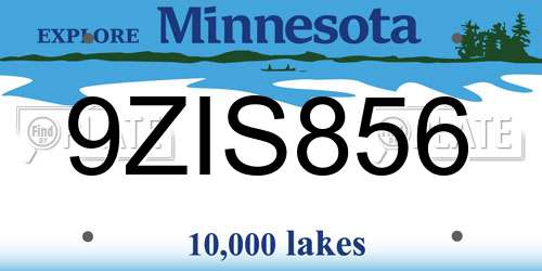 9ZIS856 Minnesota License Plate