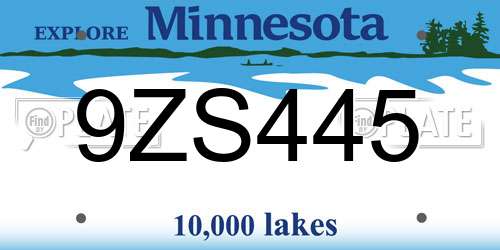 9ZS445 Minnesota License Plate