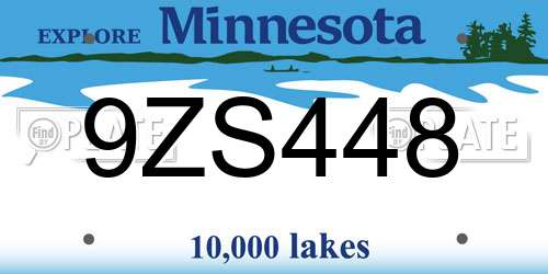 9ZS448 Minnesota License Plate