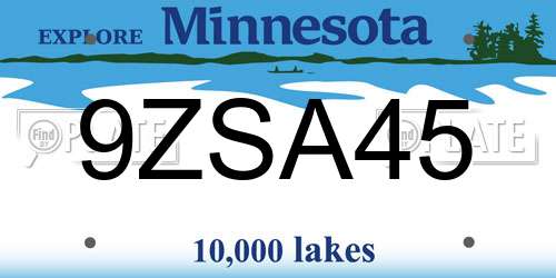 9ZSA45 Minnesota License Plate