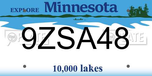 9ZSA48 Minnesota License Plate