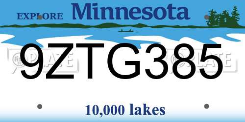 9ZTG385 Minnesota License Plate