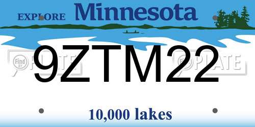 9ZTM22 Minnesota License Plate
