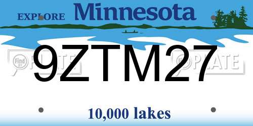 9ZTM27 Minnesota License Plate