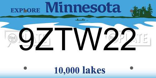 9ZTW22 Minnesota License Plate