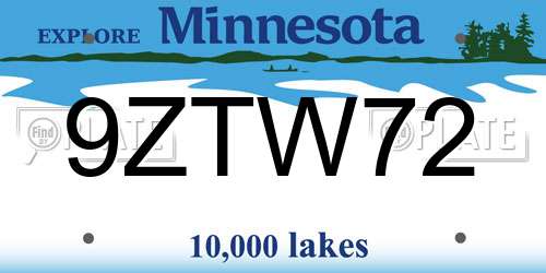 9ZTW72 Minnesota License Plate
