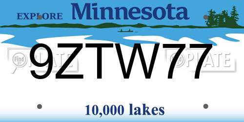 9ZTW77 Minnesota License Plate