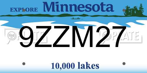 9ZZM27 Minnesota License Plate