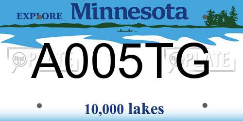 A005TG Minnesota License Plate