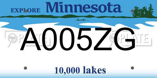 A005ZG Minnesota License Plate