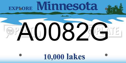 A0082G Minnesota License Plate