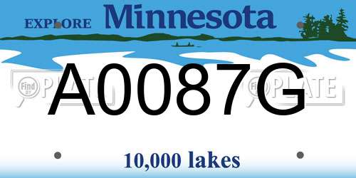 A0087G Minnesota License Plate