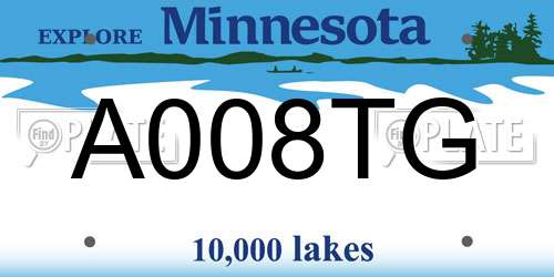 A008TG Minnesota License Plate