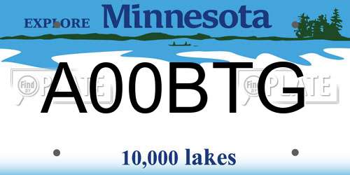 A00BTG Minnesota License Plate