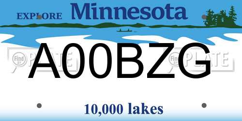 A00BZG Minnesota License Plate