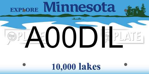 A00DIL Minnesota License Plate