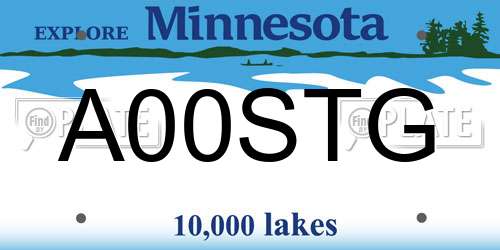 A00STG Minnesota License Plate
