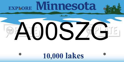 A00SZG Minnesota License Plate