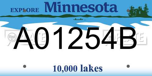 A01254B Minnesota License Plate