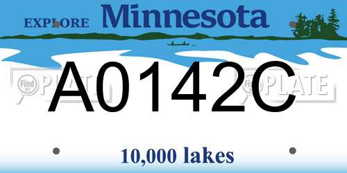 A0142C Minnesota License Plate