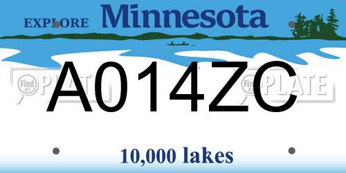 A014ZC Minnesota License Plate
