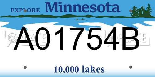 A01754B Minnesota License Plate